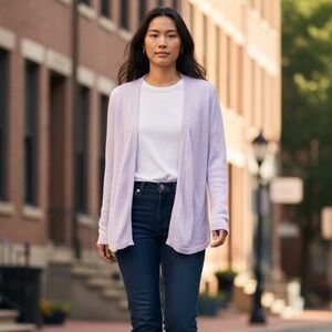 Lavender Open-Front Cardigan